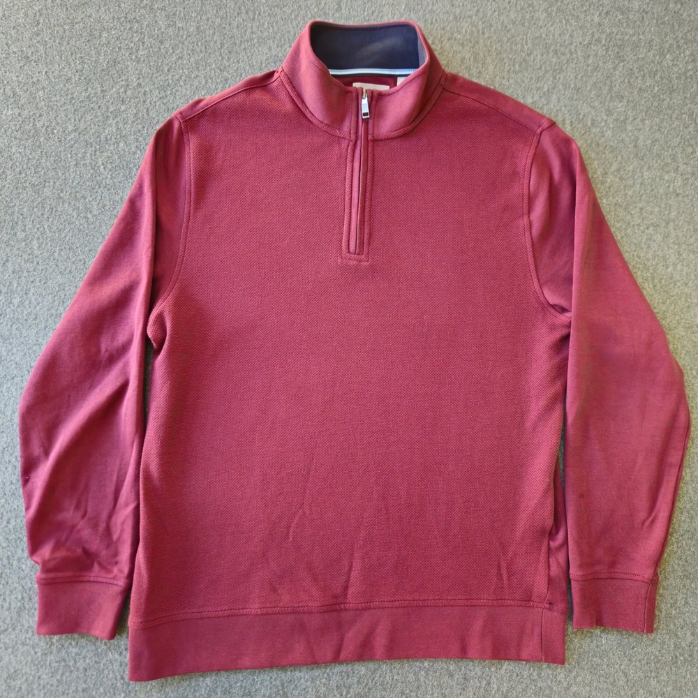 Ted Baker Quarter Zip Large Burgandy Preppy Quiet Luxury Polished Dark Academia